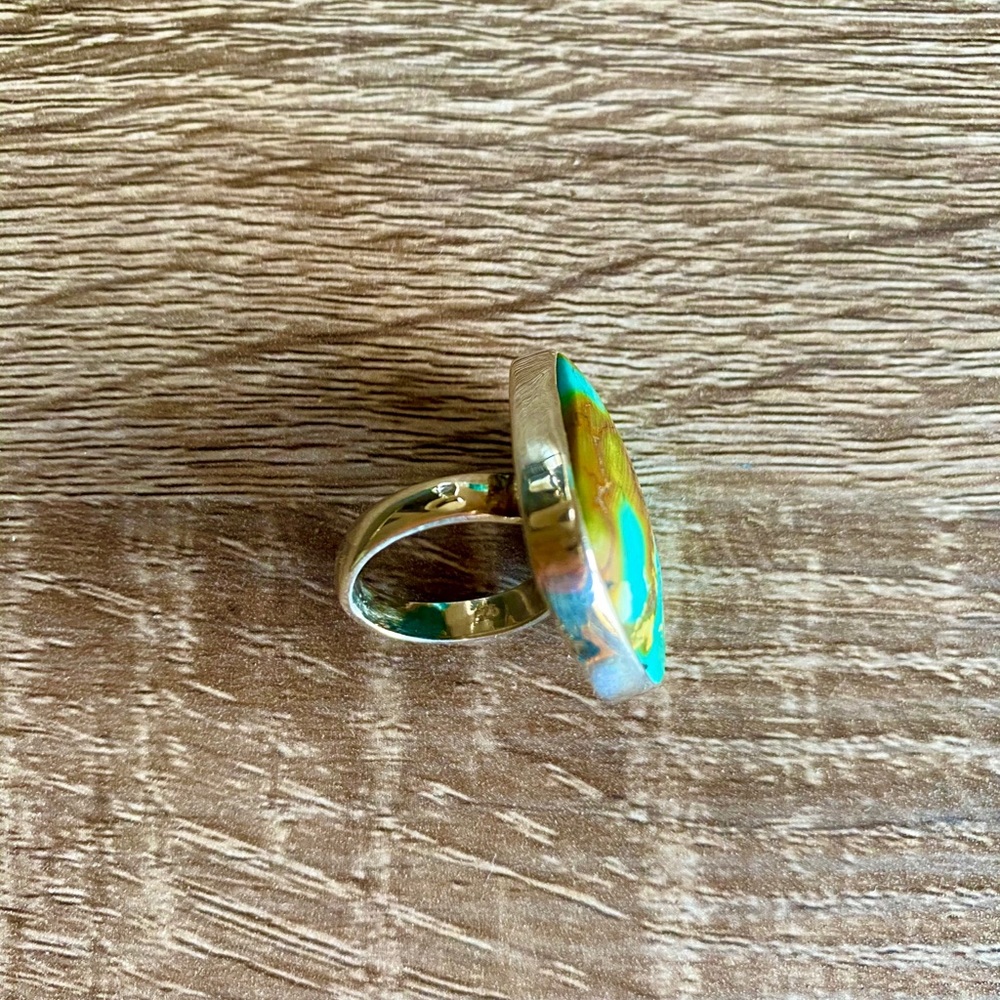 Turquoise Sterling Silver Statement Ring - image 4